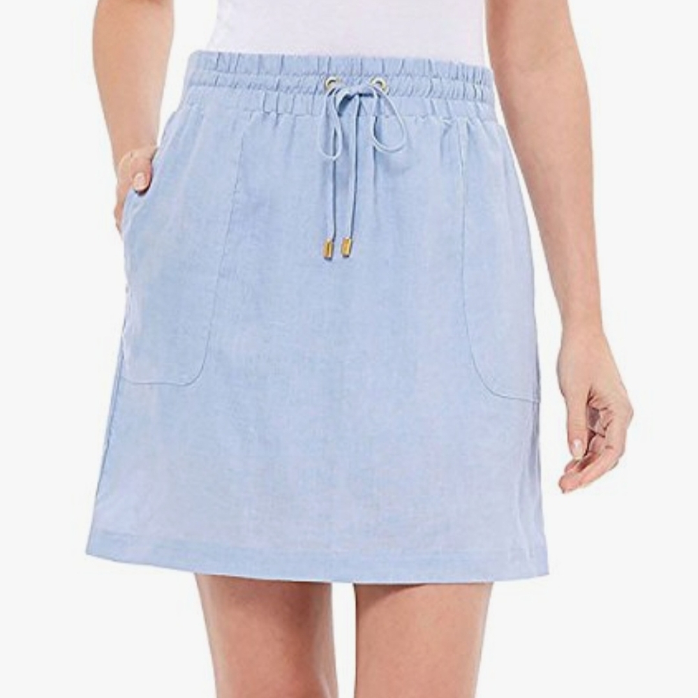 Ellen Tracy Blue A-Line Mini Skirt Casual Resort Wear Sz S